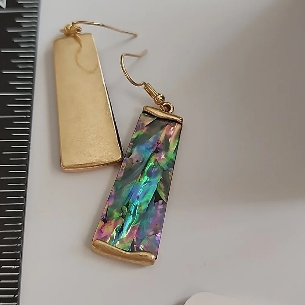 BOHO MULTICOLOR Acrylic GOLD Abalone Shell - Picture 4 of 4